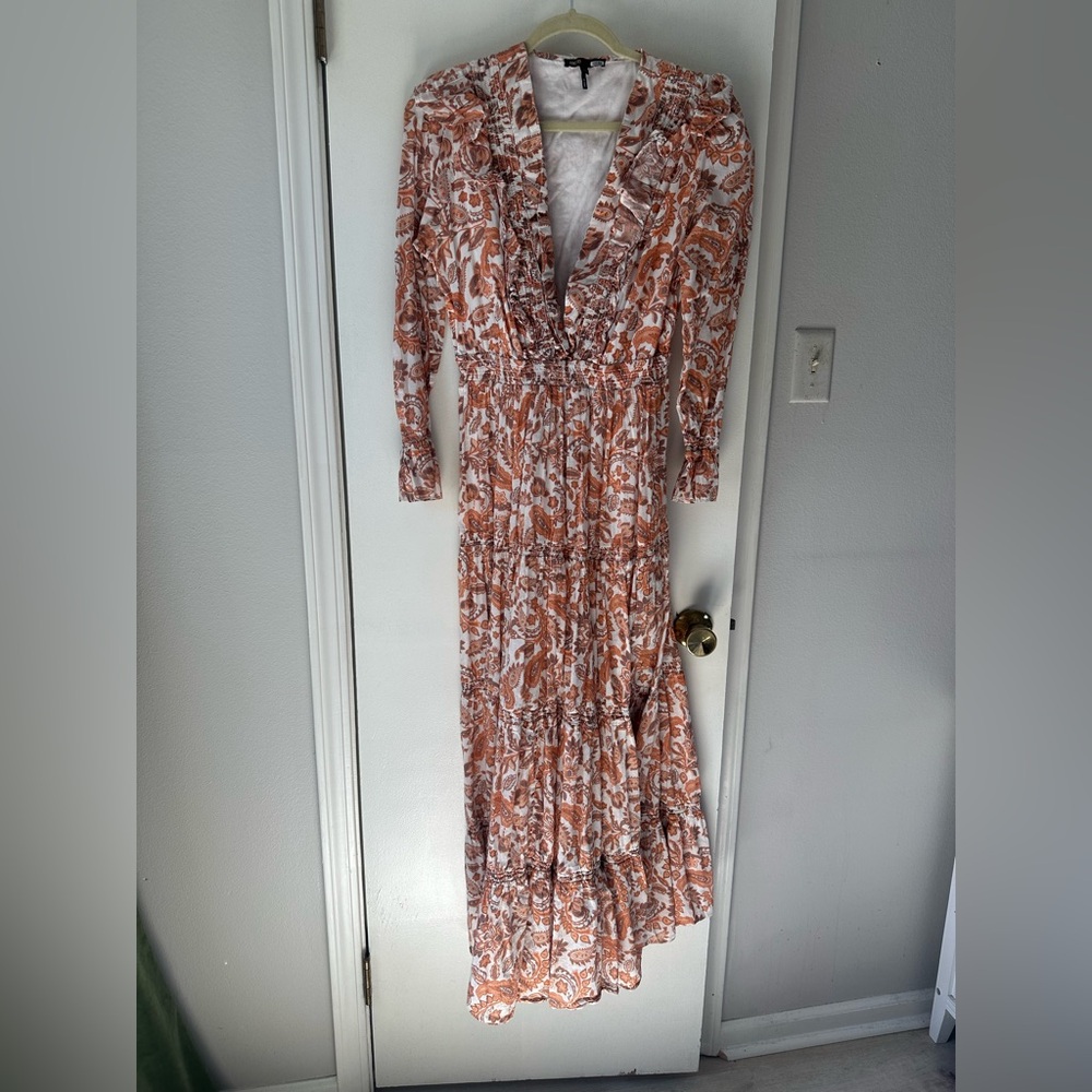 Maje Orange and White Floral Maxi Dress - Picture 3 of 7